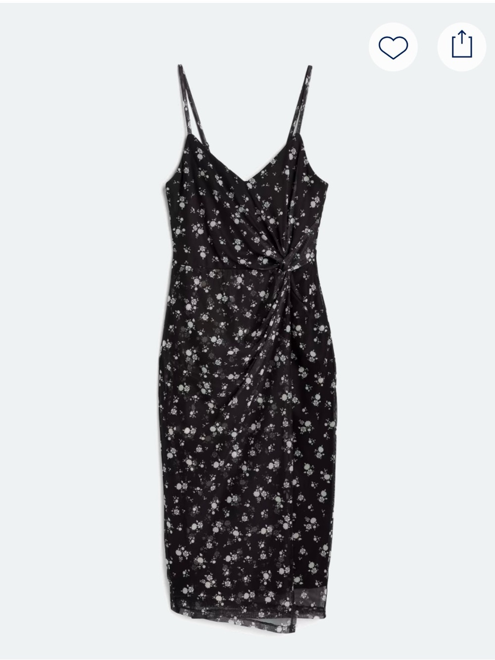 Socialite Black Floral Twist-Front Midi Dress